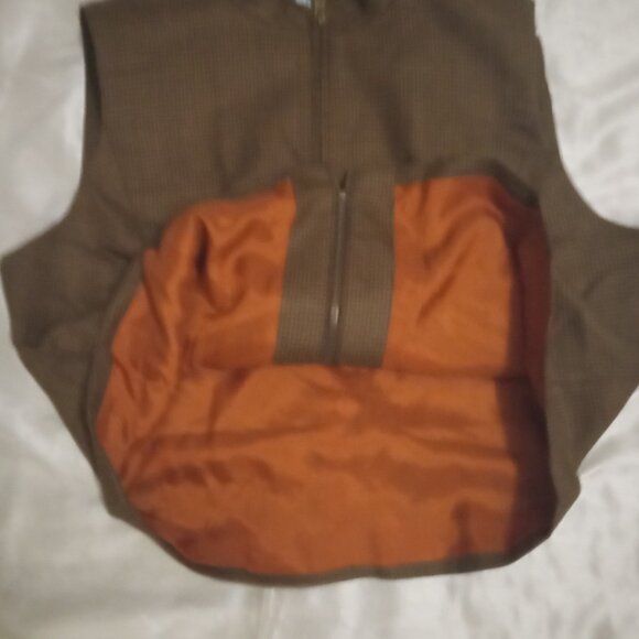 reed men's vest zipper sizeXL 100% wool brown/cream checked preppy busniness - Picture 8 of 8